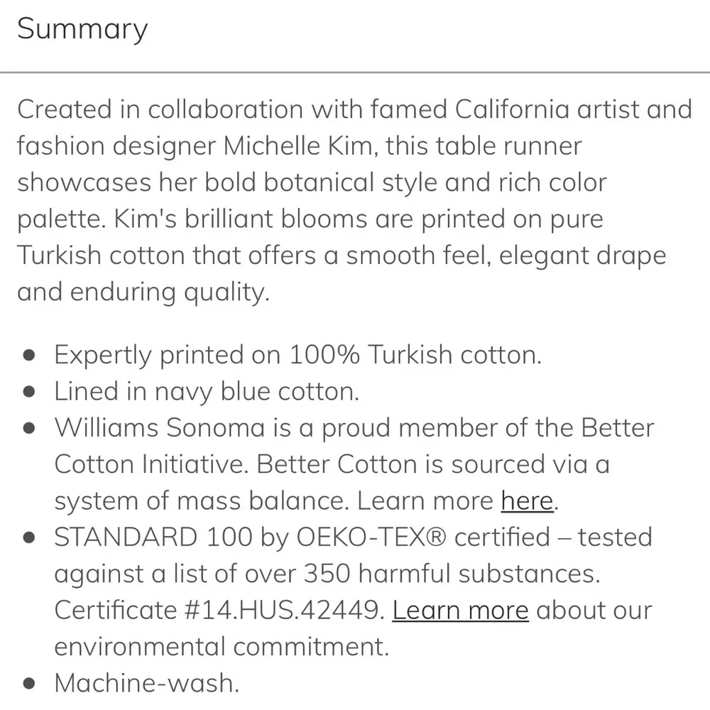 Williams Sonoma x Michelle Kim Table Runner
